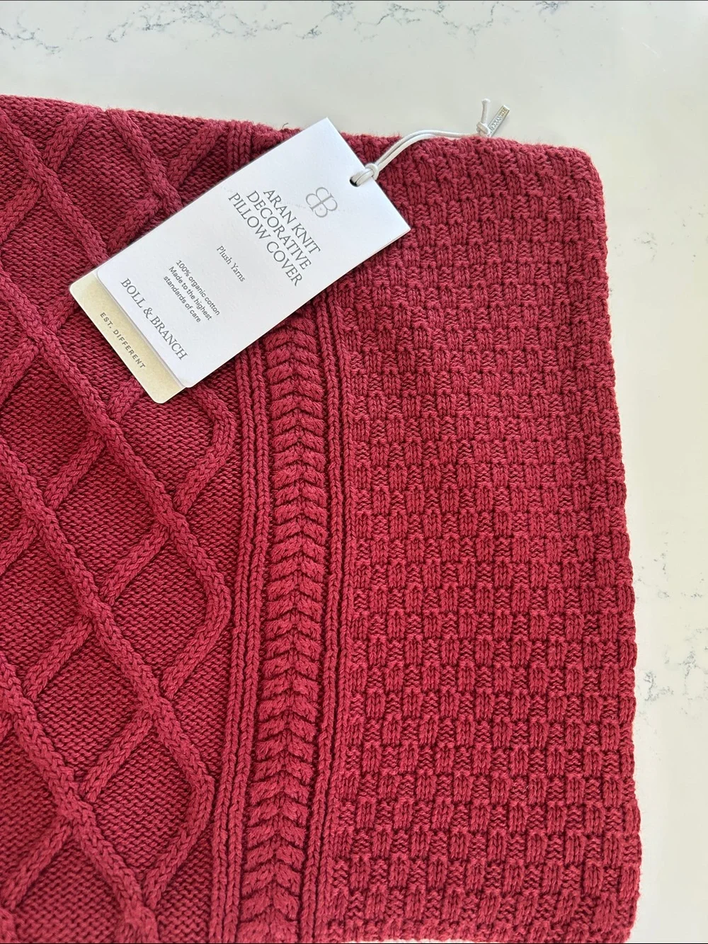 Boll & Branch Aran Knit Decorative Pillow Cover, Size 14” x 34”, Holly, New